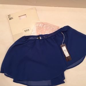 Bloch tights adaptatoe  and royal  blue skirt